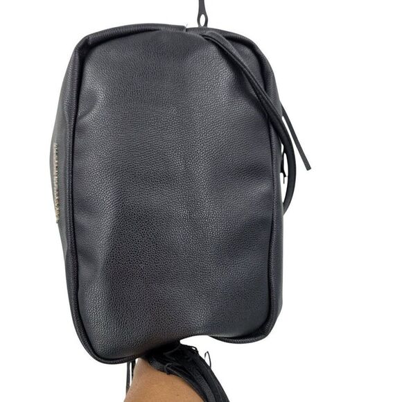 Victorias Secret Black Fringe Faux Leather Backpack Shoulder Bag Boho Biker - Picture 10 of 11